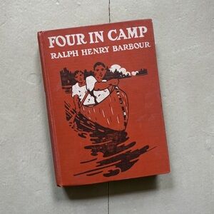 1910 Four in Camp Canoe Oars Lodge Lake Boys Adventure Antique Book Rust Nature